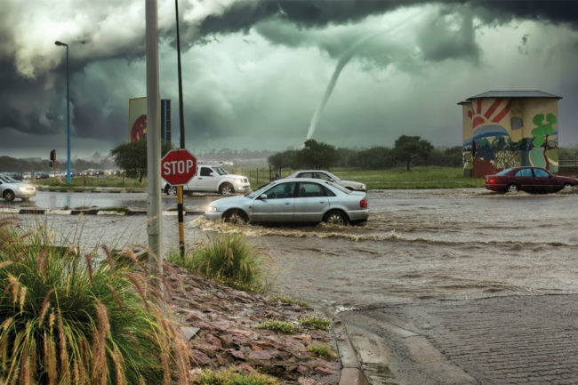 Cars in flood water