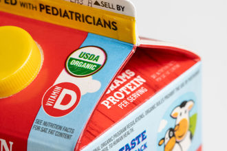 USDA organic label on Horizon milk carton