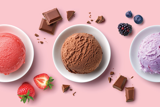 Strawberry, blueberry and chocolate ice cream